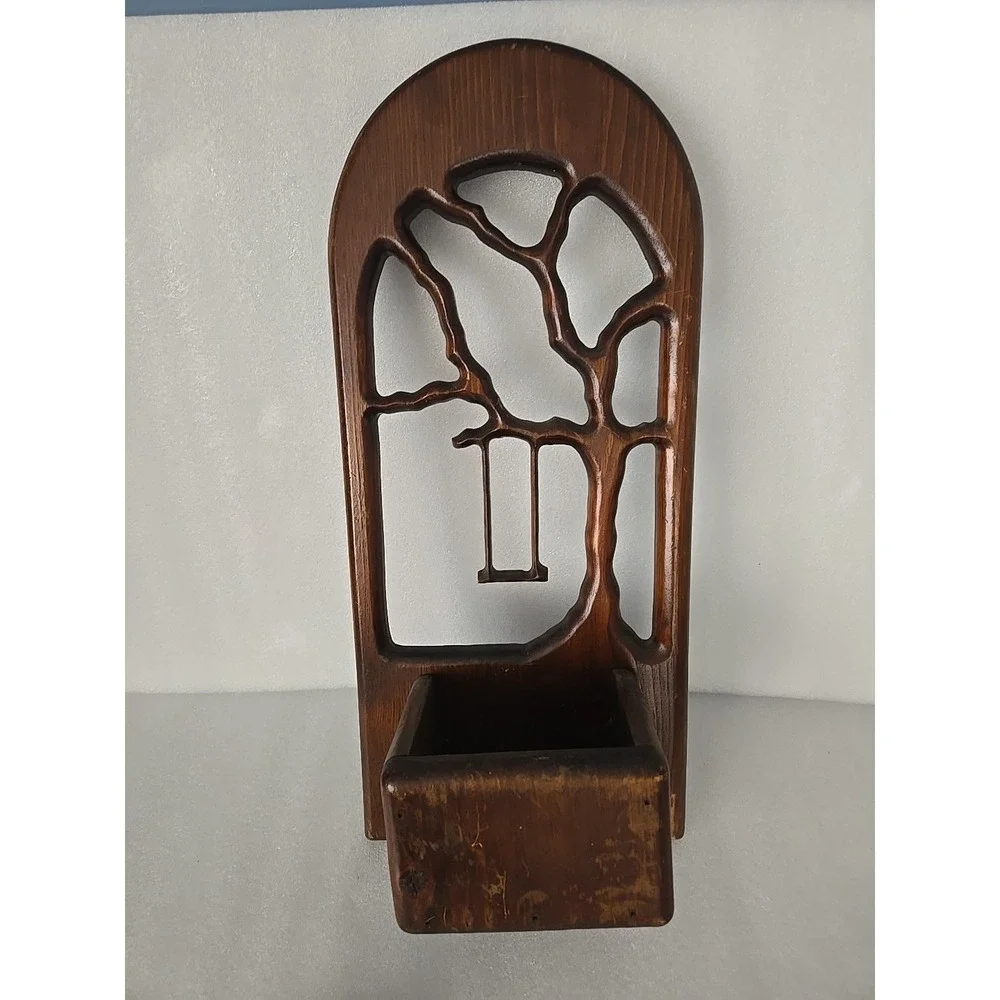 Vtg 70's Handmade Wood Wall Organizer Wall Tree Decor‎ Boho Abstract Beach